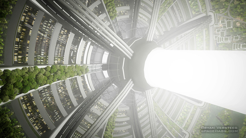 Illustration for article titled What a space city would actually look like in real life